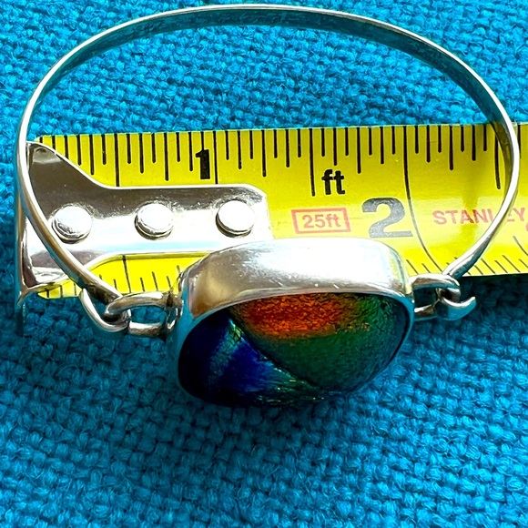 Dichroic Art glass sterling silver bracelet - Picture 3 of 7